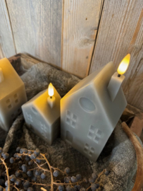 Led kaars huisje grey