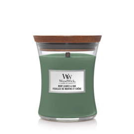 Woodwick medium Mint Leaves & Oak