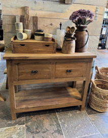 Teak Sidetable met 2 lades