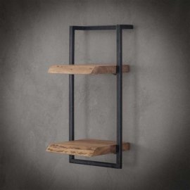 Wandrek metaal frame met houten plank