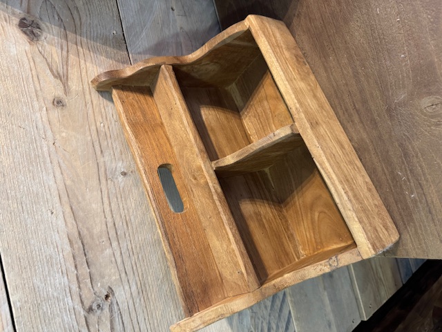 Houten 2 vaks gruttersbak met handgreep