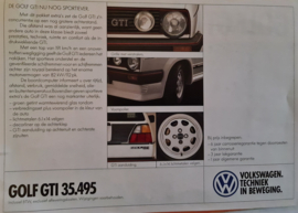 Volkswagen golf 2 GTI flyer origineel 1984