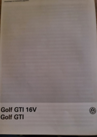 Volkswagen Golf 2 GTI 16 V bj 1-1990 duitse folder met technische gegevens lijst