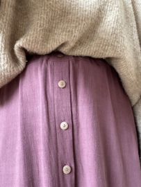 Dames knopenrok linnen\viscose aubergine