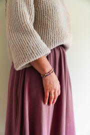 Aubergine linnen rok met sierband