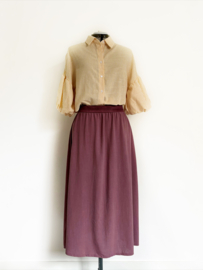 Aubergine linnen rok met sierband