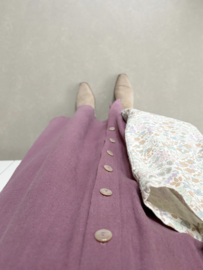 Dames knopenrok linnen\viscose aubergine