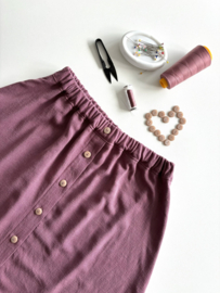 Dames knopenrok linnen\viscose aubergine