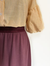 Aubergine linnen rok met sierband