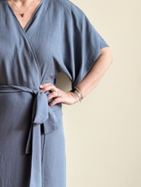 Overslagjurk Madelon blauw