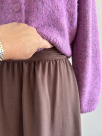 Bruine linnen rok met sierband