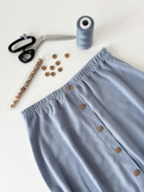 Dames knopenrok linnen\viscose lichtblauw