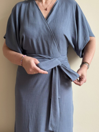 Overslagjurk Madelon blauw