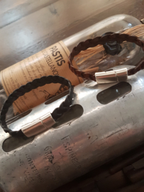 Gevlochten armband met RVS magneetsluiting