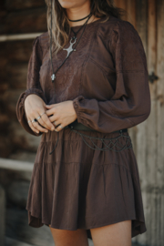 Vera flower blouse in 'Aubergine'