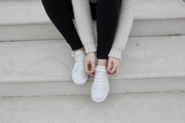 Velvet sneaker in 'White' leer