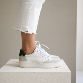Vera sneaker in 'White/ Green' leer