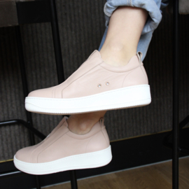 Valene sneaker in 'Nude' leer