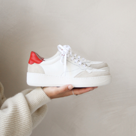 Vera sneaker in 'White/ Red' leer