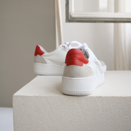 Vera sneaker in 'White/ Red' leer