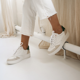 Vera sneaker in 'White/ Green' leer