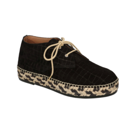 Carly Croco lace-up espadrille in 'Black'