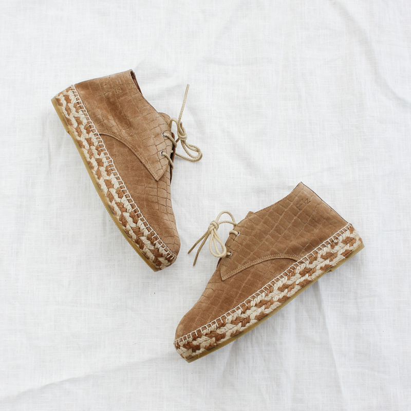 Carly Croco lace-up espadrille in 'Tobacco'