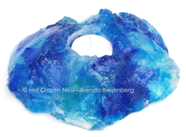 Blauw grillig glas met waxinelichtje