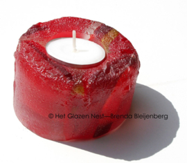 Waxinelichtje in rood glas