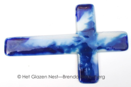 Kruis in blauwe glas