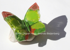Glazen vlinder in grasgroen met oker