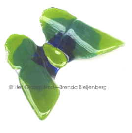 Glazen vlinder in groen en blauwe kleuren