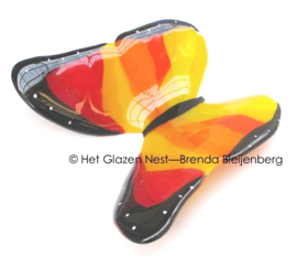 Glazen vlinder in oranje, geel en rood