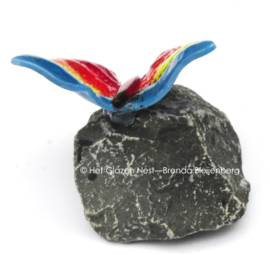 Kleine bonte vlinder op basalt steen