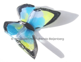 Speelse vlinder in lichtblauwe en geel