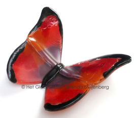 Glazen vlinder in rood en paars