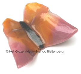Glaskunst vlinder in roze en oranje