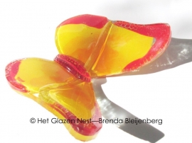 klein geel en rood vlindertje