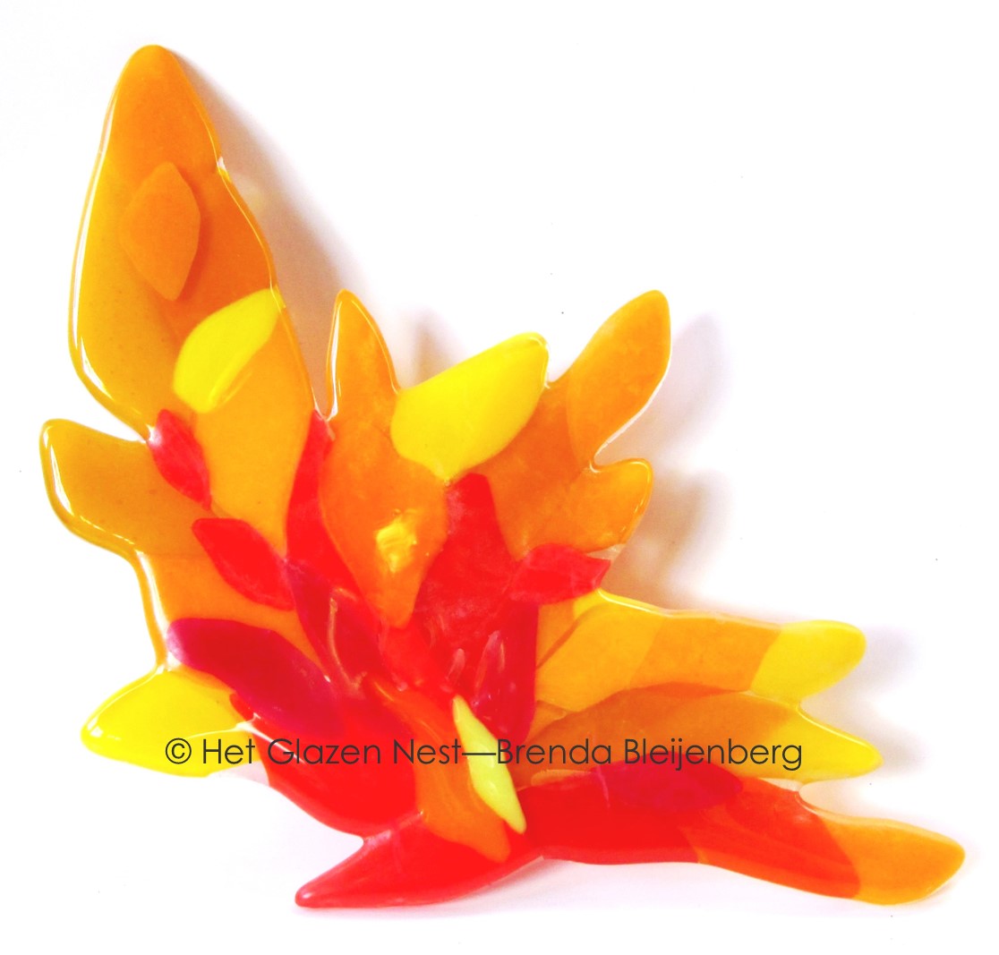 abstract figuur in oranje en geel