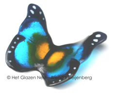 Bijzondere glazen vlinder in aqua en geel