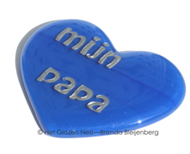 blauw klein hartje met de tekst "mijn papa"