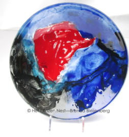 fusing glas schaal “blauw en rood”