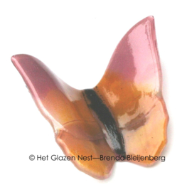 Glaskunst vlinder in roze en oranje