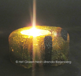 Waxinelichtje in gele glaskunst als mini urn