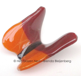 Glaskunst vlinder in rood en oranje
