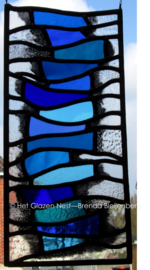 Glas in lood raam “Boekenstapel in blauw“