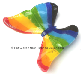 Glazen regenboog vlinder met ronde vleugels