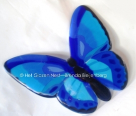 "vlakke" vlinder in blauw glas