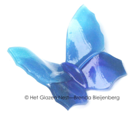Blauwe glazen vlinder met kartelvleugels
