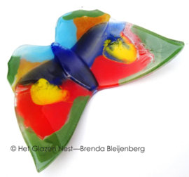 Bonte glas vlinder met groene randen